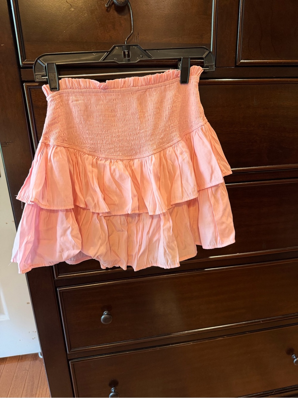 Women's Pink Tiered Ruffle Mini Skort